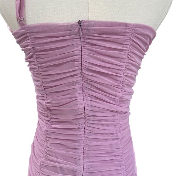 Lilac Ruched Halter Midi Dress ASTR The Label Floral Detail Romantic Occasion - Picture 11 of 12